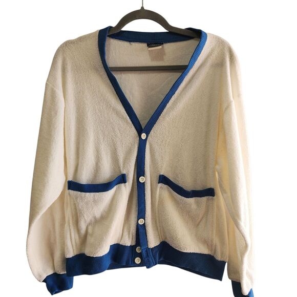 Mervyns Mens Collection Grandpas Terrycloth Cardigan Mens SZ Med Academia Preppy - Picture 1 of 5